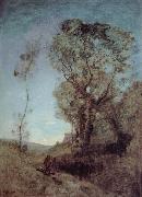 Corot Camille, The Italian vill behind pines